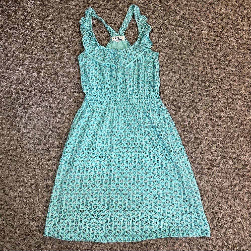 LEI Y2K Small Sundress Juniors Sea Green Geometric Mini Summer Dress S